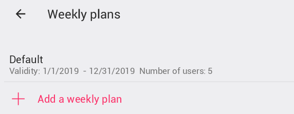 Weekly plans with user