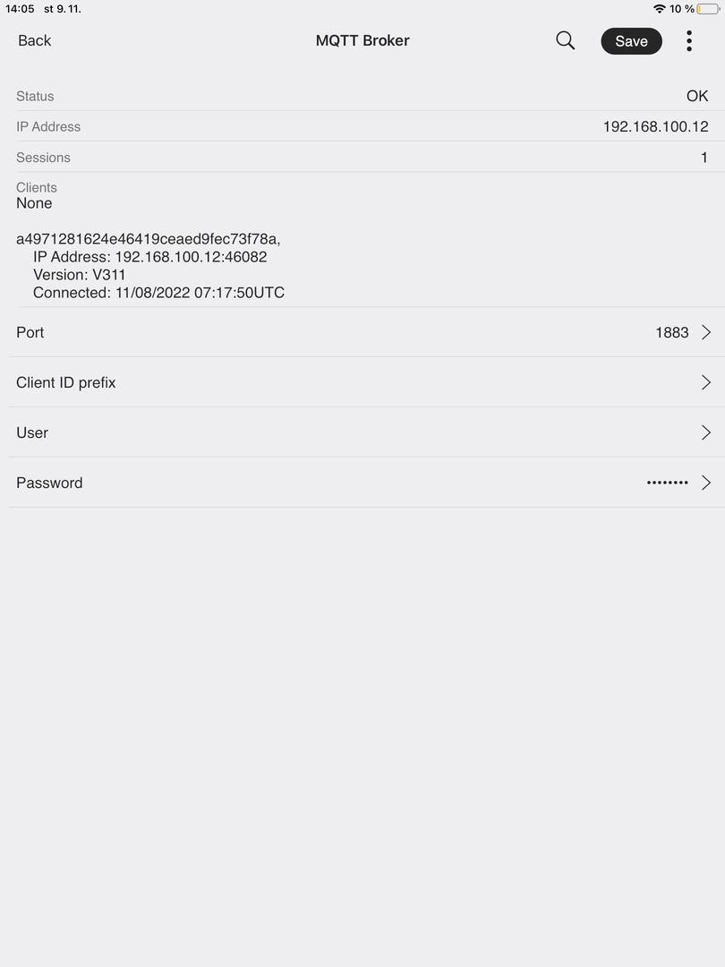 MQTT Broker Configuration - Application