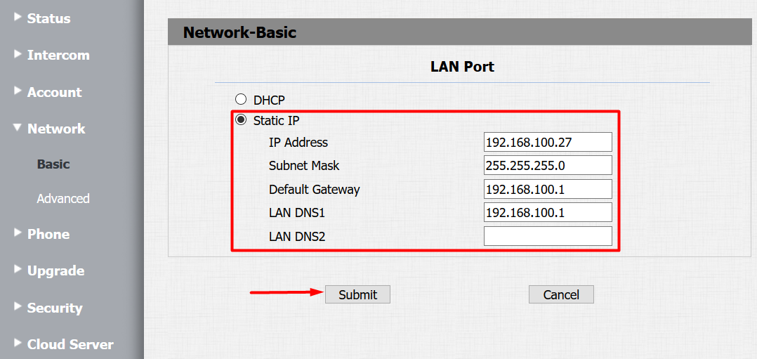 Network configuration