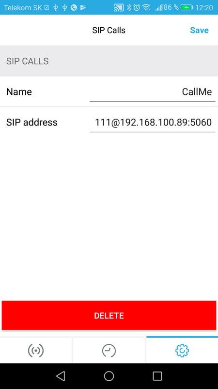 SIP User Definition Screenshot
