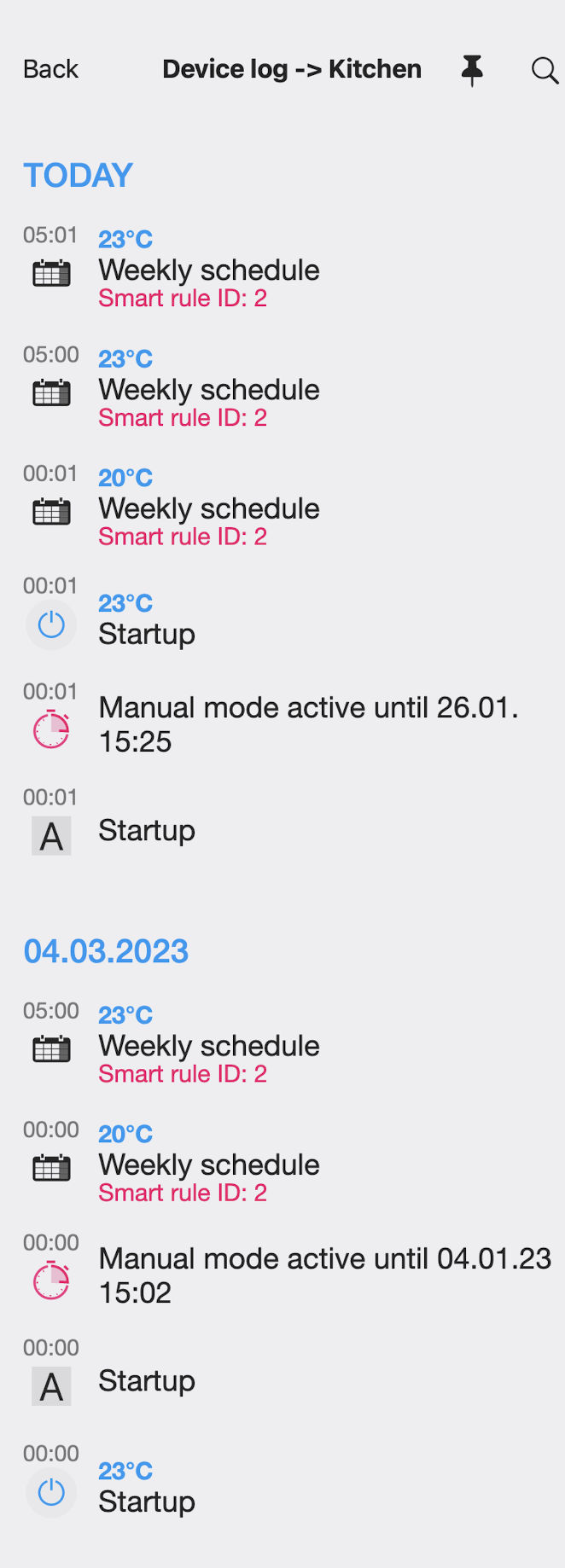 Device log collapsed