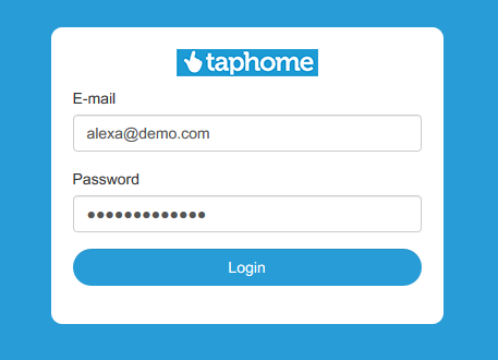 TapHome login page for Alexa skill activation