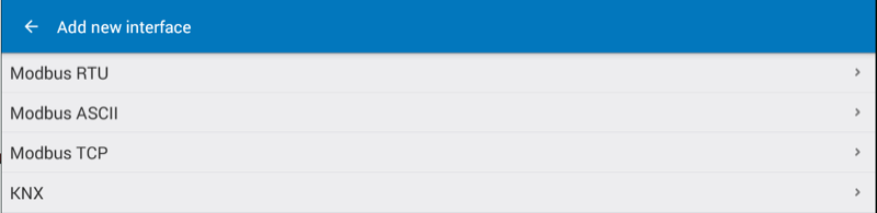 KNX selection from interface list