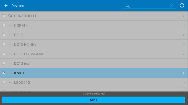 Device list selection