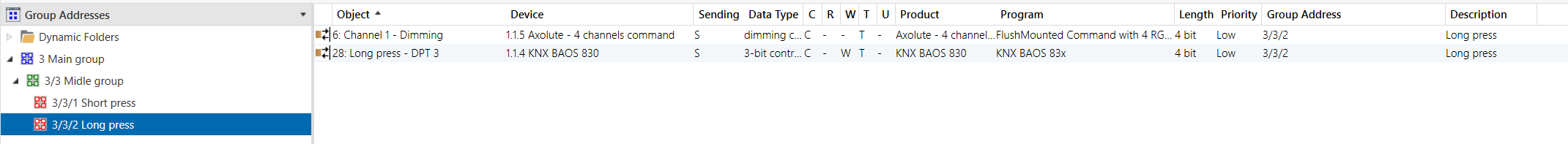 Long press group address