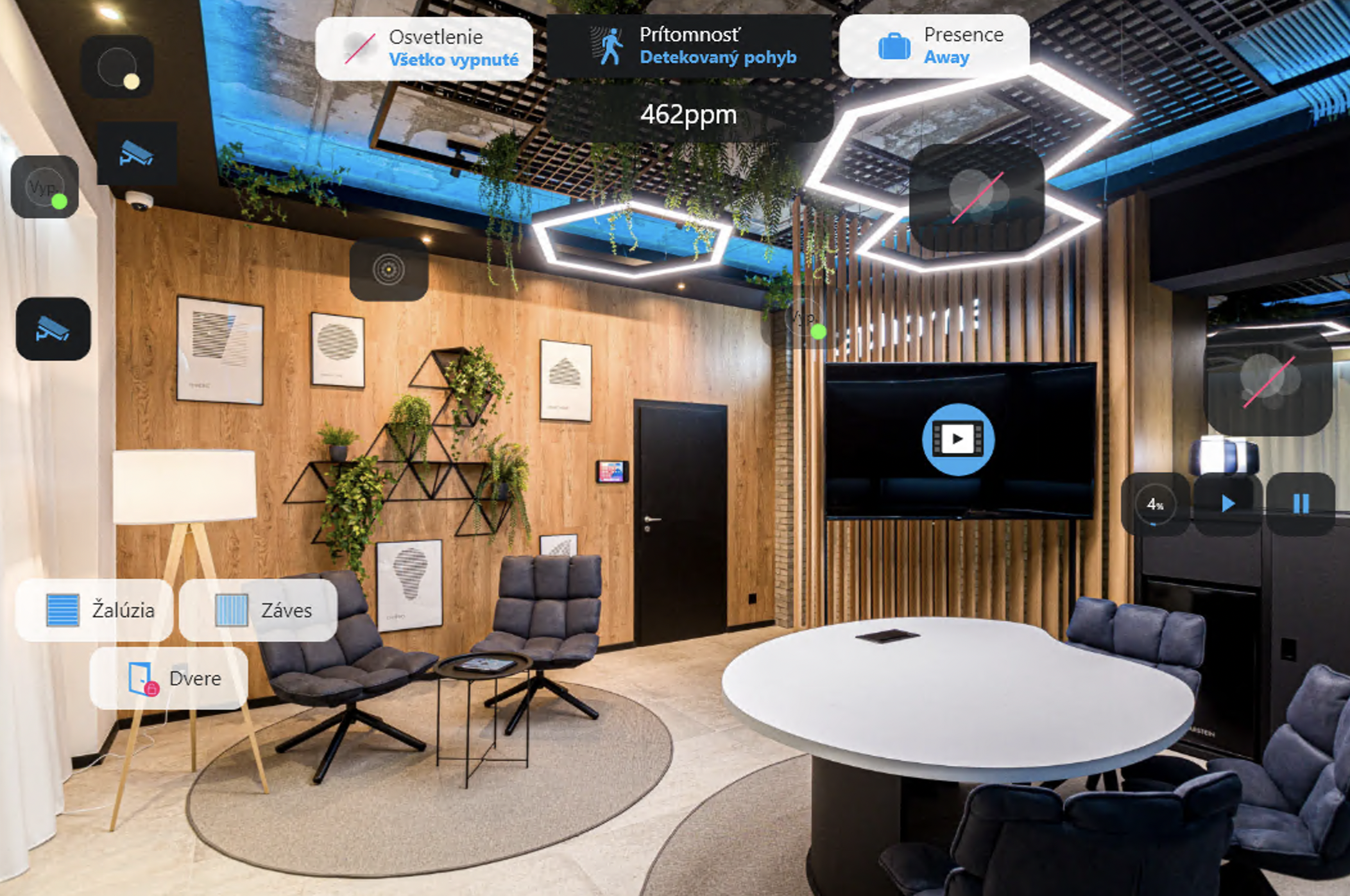 Example scheme - TapHome Showroom with interactive devices on the room photo