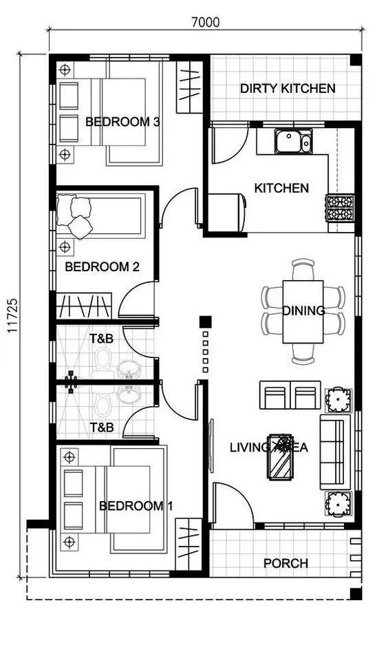 Apartment floor plan - technical drawing