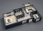 3D floor plan - dark