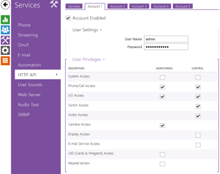 2N HTTP User Configuration