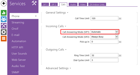 2N Phone Calls Configuration